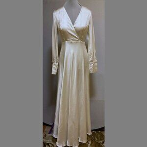 Emsilk cream silk wedding 30s style dress, lined, new with tags